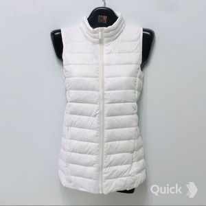 L - NWT DISHANG White Zip Front Puffer Vest Jacket
